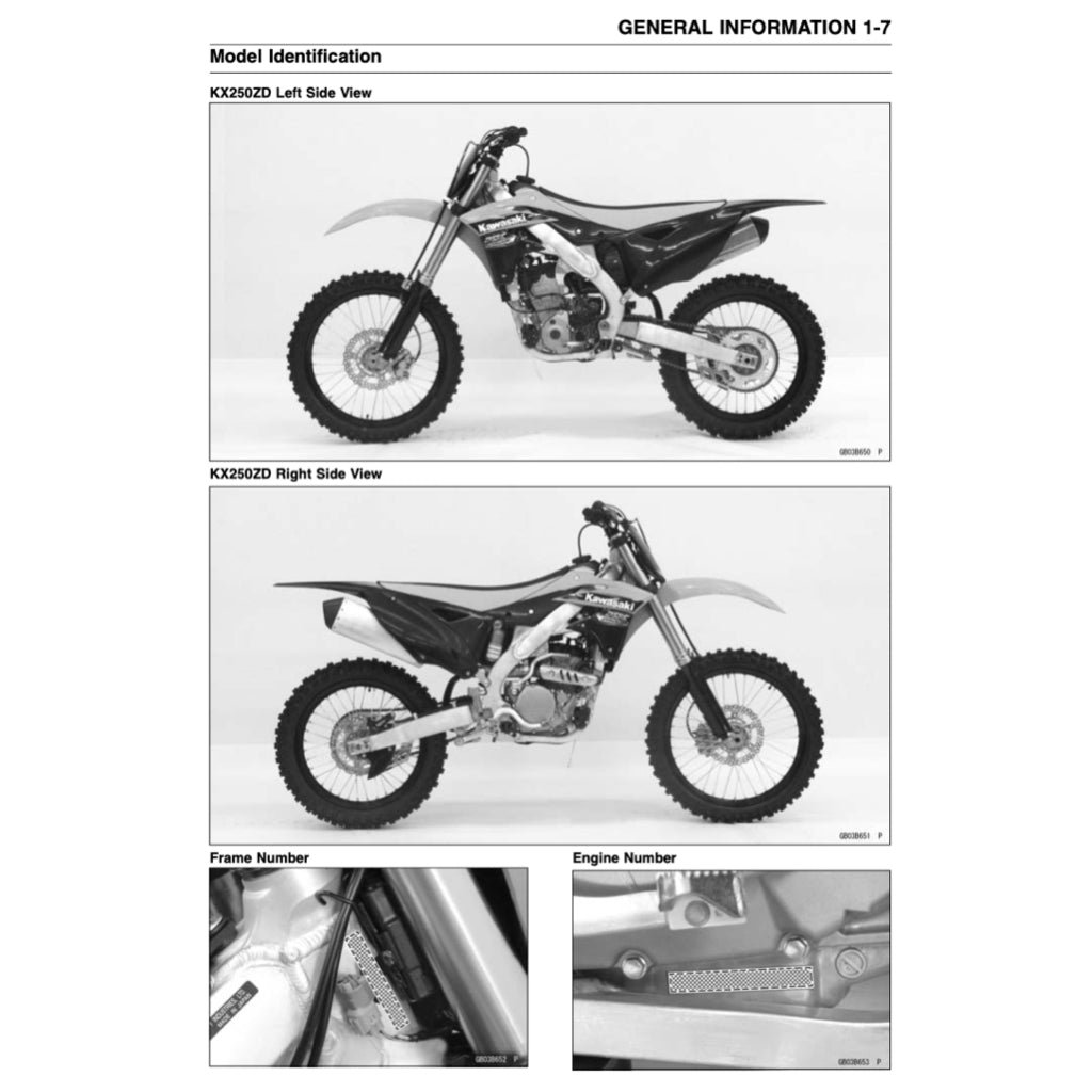 KAWASAKI KX250 F (2012-2016) SERVICE WORKSHOP MANUAL + PARTS CATALOGUE + OWNER'S MANUAL