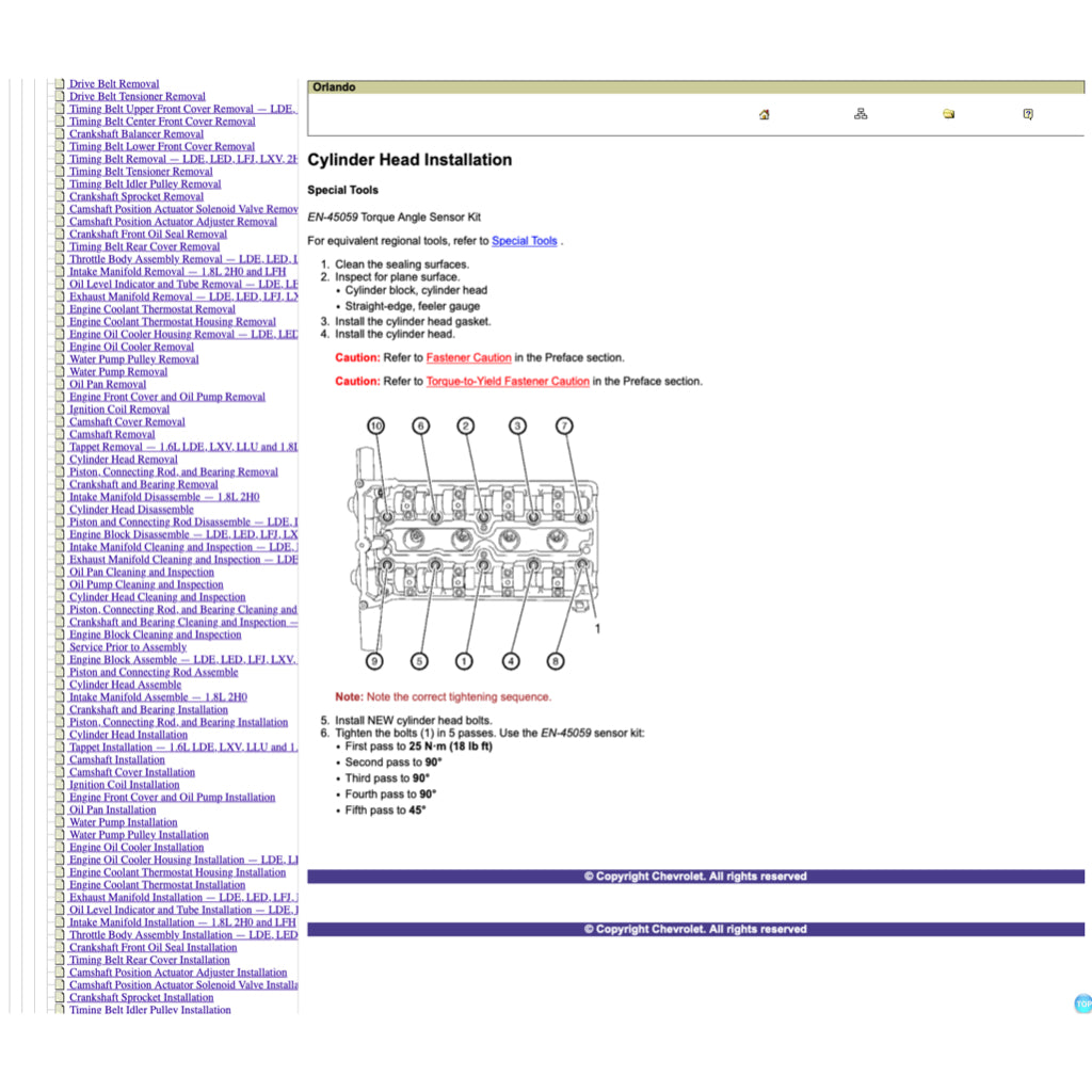 CHEVROLET ORLANDO (2011-2014) SERVICE WORKSHOP MANUAL