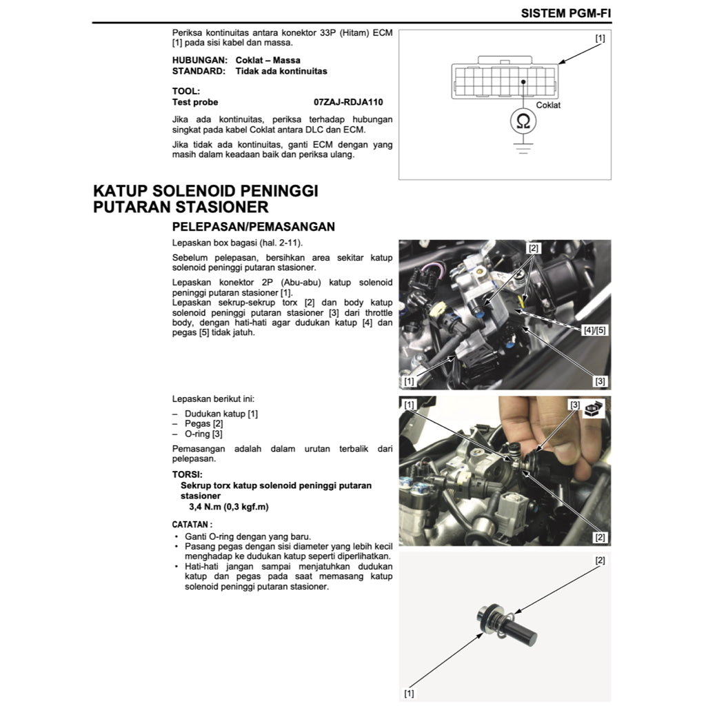 HONDA BEAT 110 PGM-FI (2012-2020) SERVICE WORKSHOP MANUAL + PARTS CATALOGUE + OWNER'S MANUAL - BAHASA INDONESIA