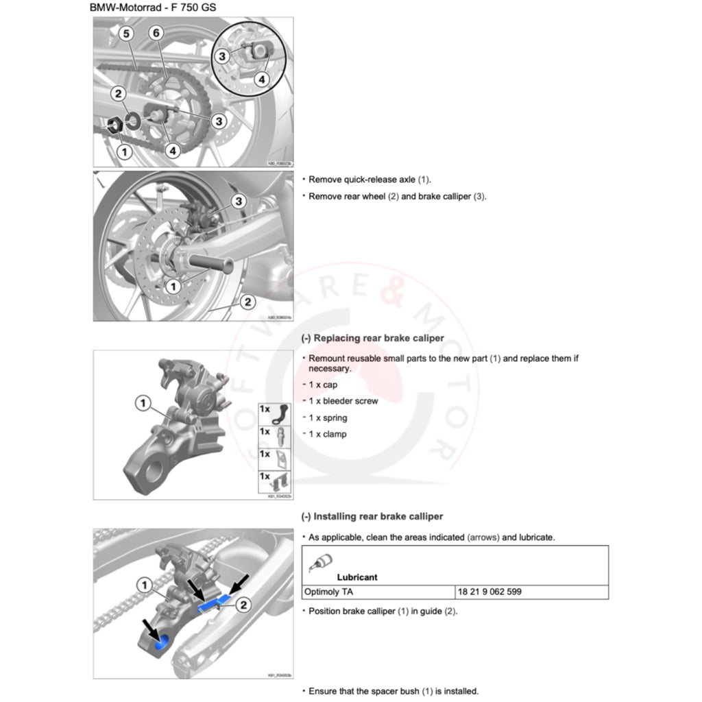 BMW F750GS K80 (2018-2023) SERVICE WORKSHOP MANUAL + RIDER'S MANUAL