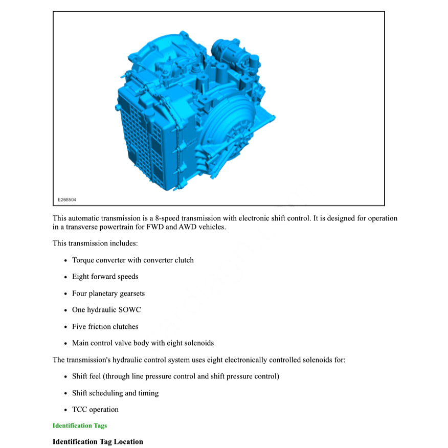 LINCOLN NAUTILUS (2019-2023) SERVICE WORKSHOP MANUAL