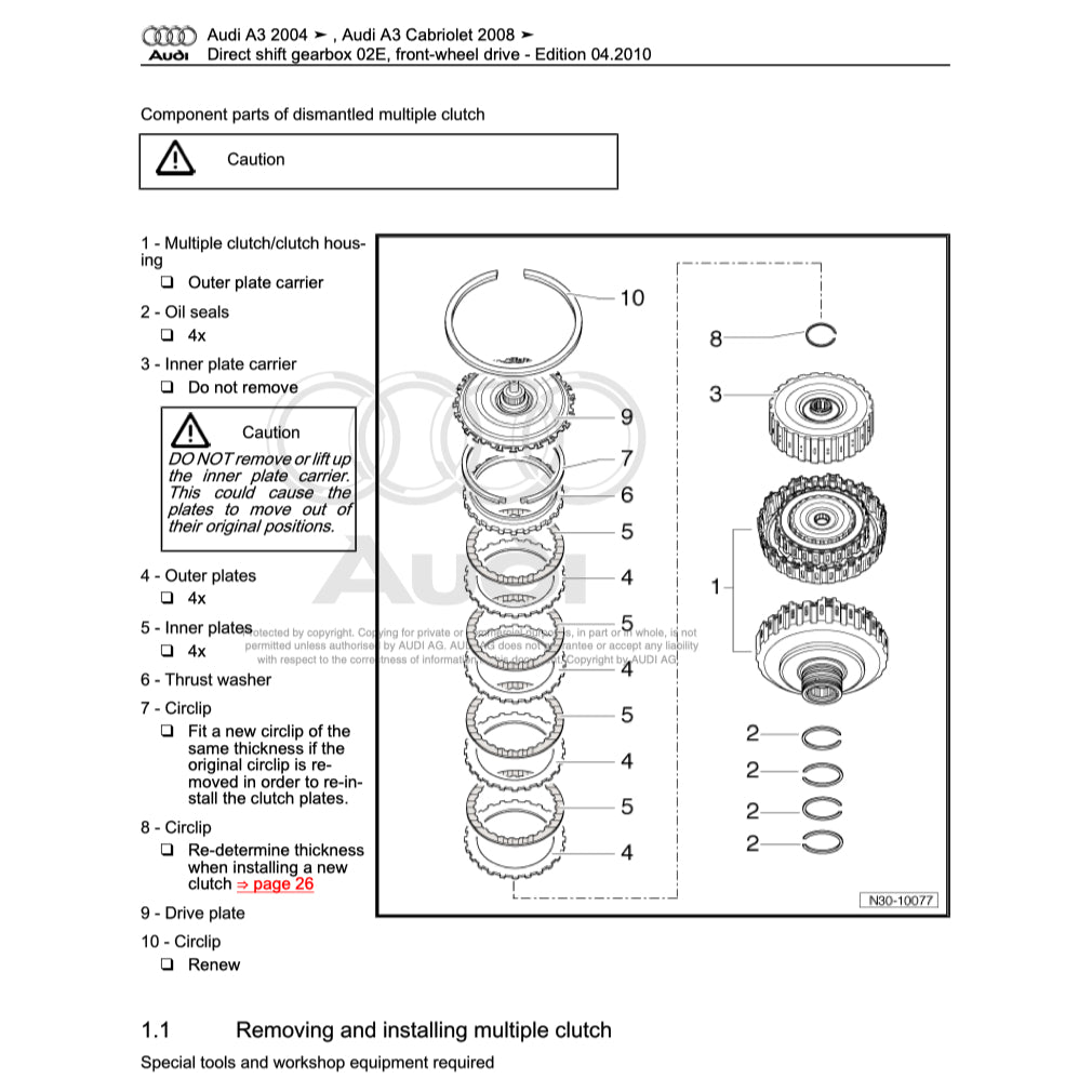 Audi A3 8P (2003-2012) SERVICE WORKSHOP MANUAL