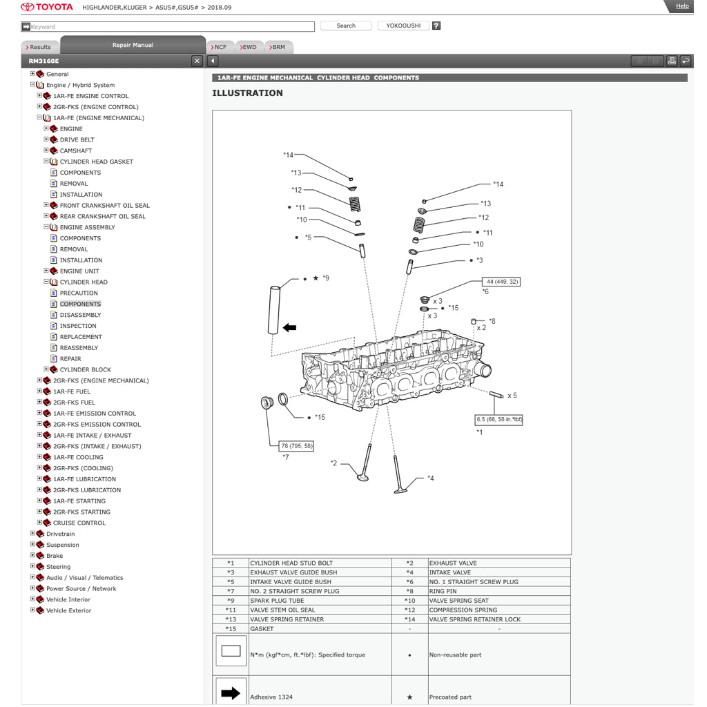 TOYOTA HIGHLANDER /KLUGER ASU50/GSU50 (2013-2019) ONLINE SERVICE WORKSHOP MANUAL