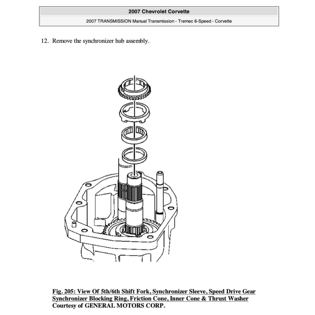 CHEVROLET CORVETTE C6 / Z06 (2005-2013) SERVICE WORKSHOP MANUAL