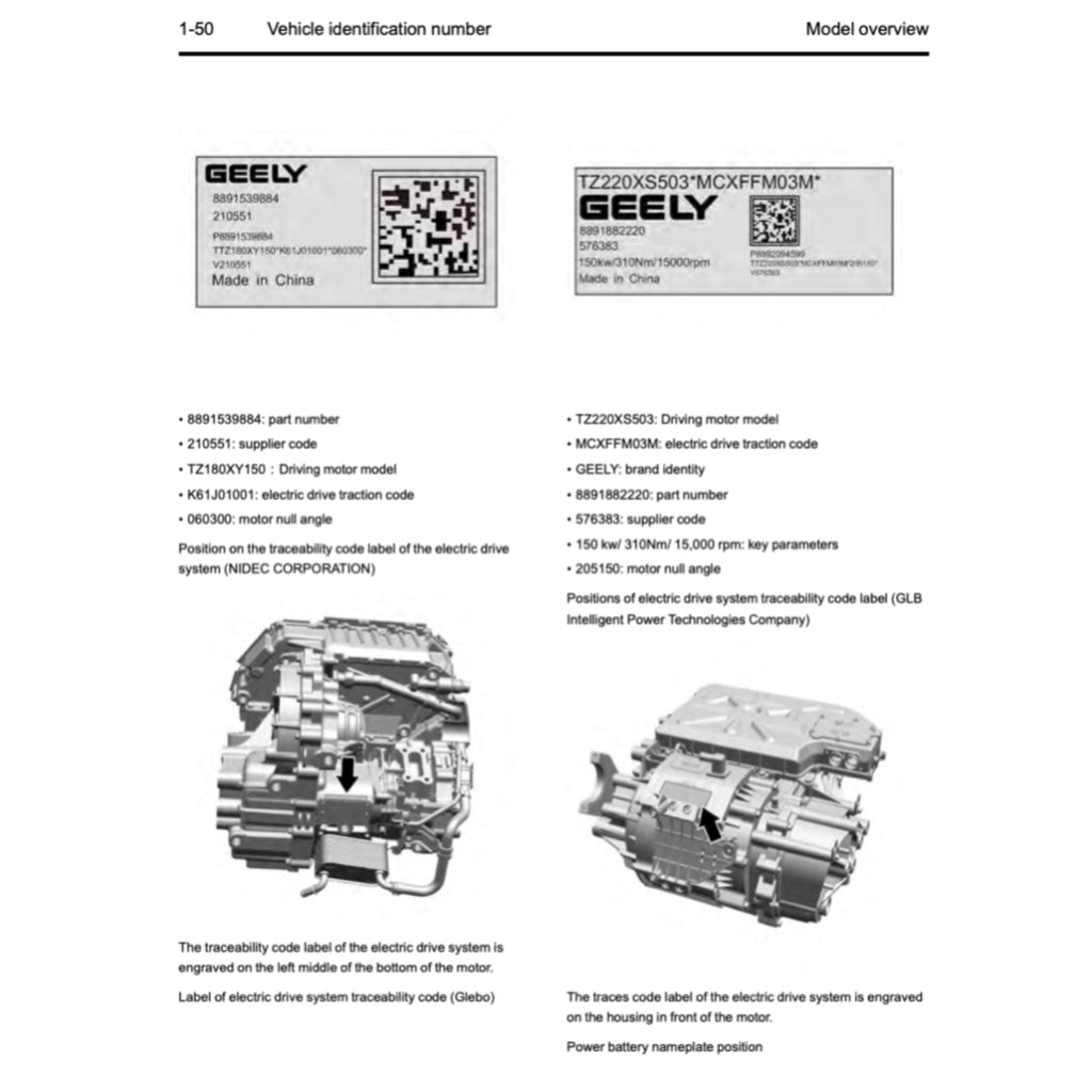 GEELY GEOMETRY-C (2023+) SERVICE WORKSHOP MANUAL