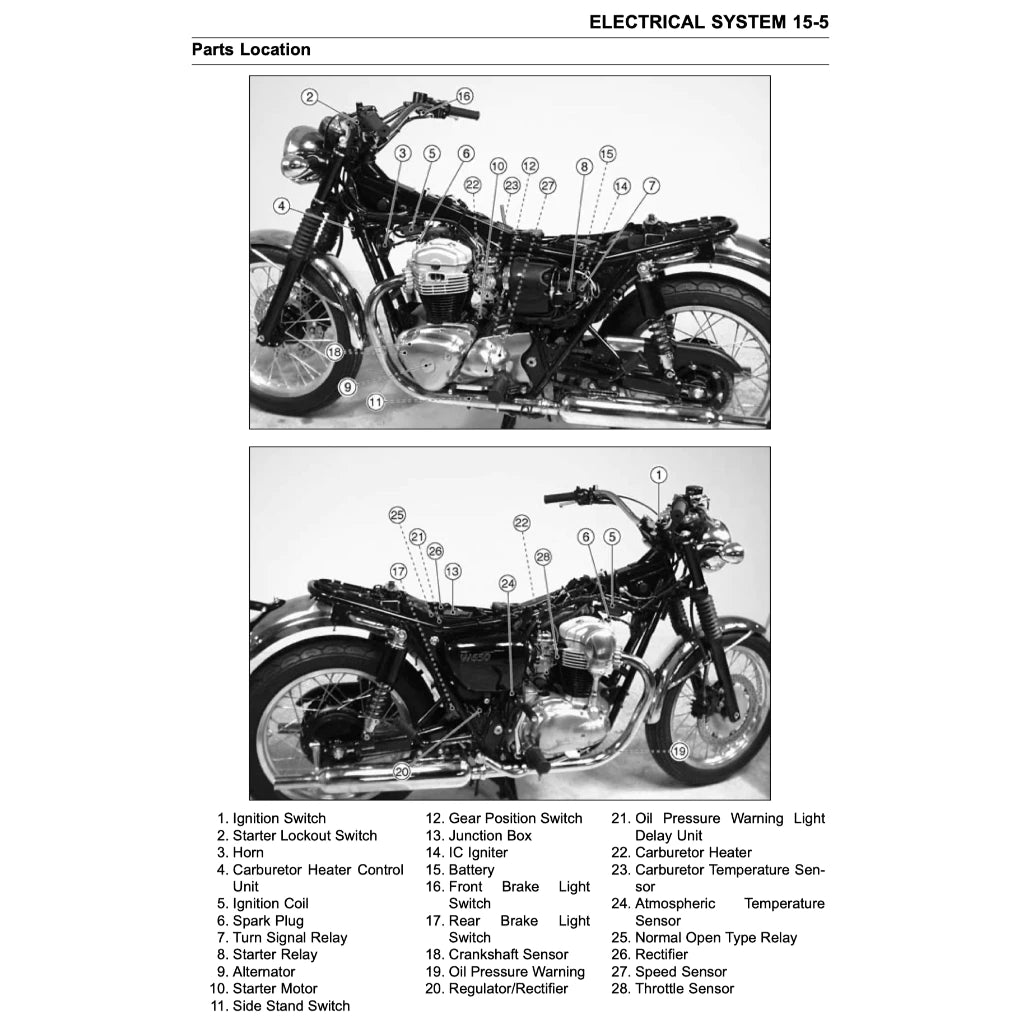 KAWASAKI W650 (1999-2007) SERVICE WORKSHOP MANUAL + OWNER'S MANUAL