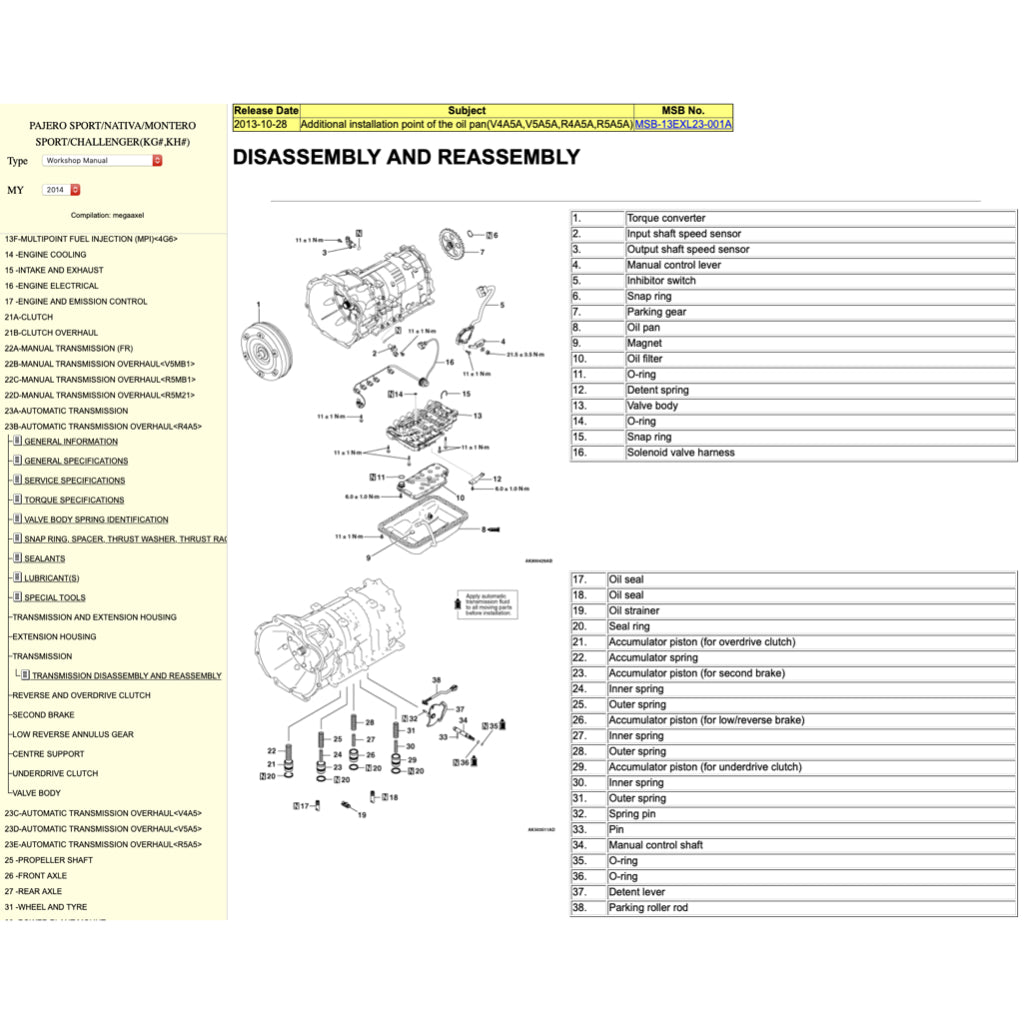 MITSUBISHI PAJERO SPORT II (2009-2016) ONLINE SERVICE WORKSHOP MANUAL