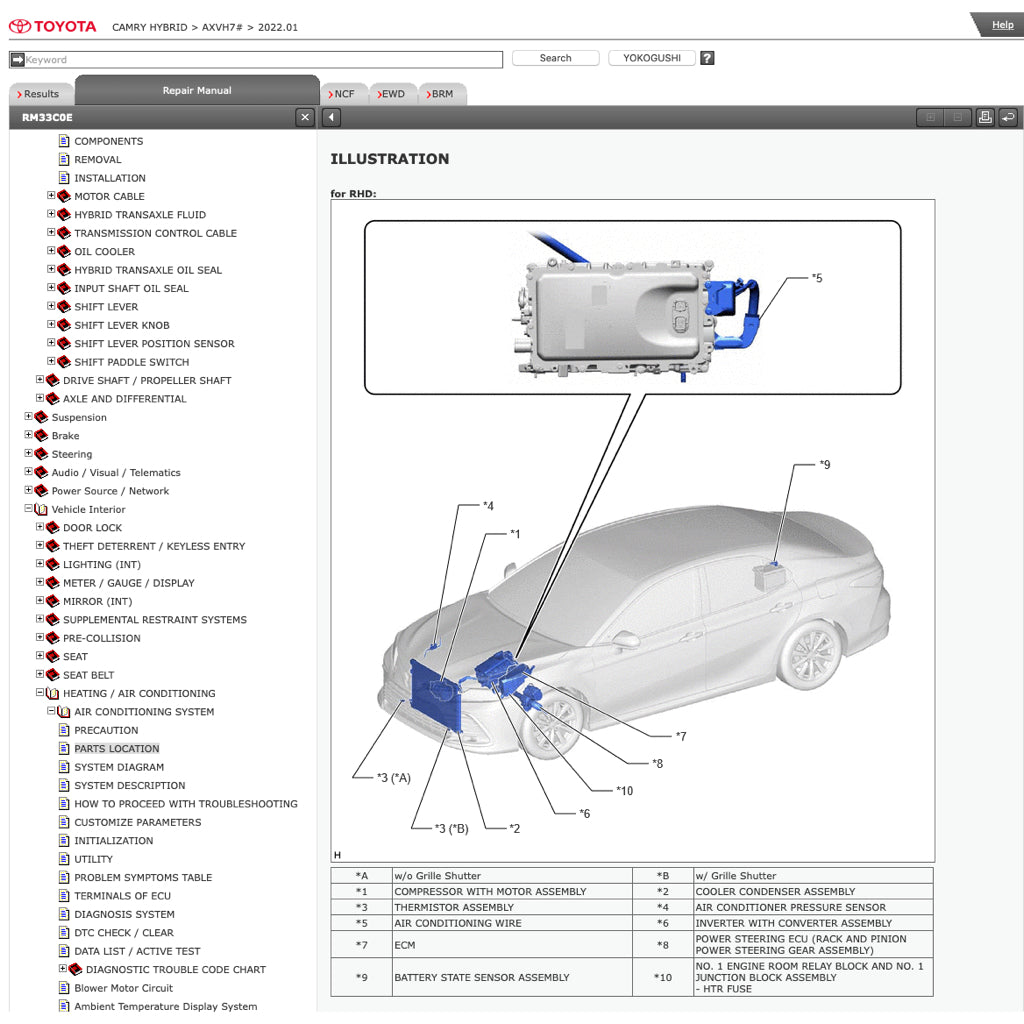 TOYOTA CAMRY HYBRID AXVH70 (2018+) SERVICE WORKSHOP MANUAL