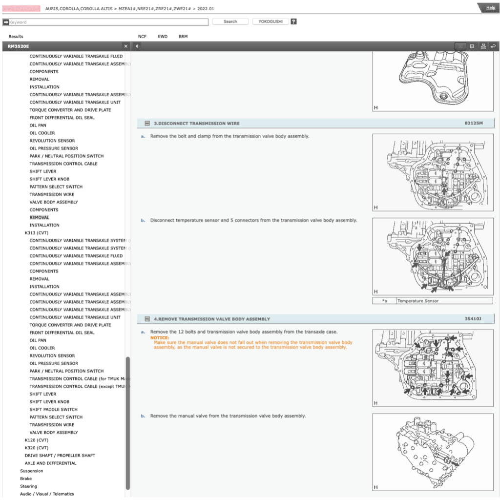 TOYOTA COROLLA ALTIS E210 (2018+) SERVICE WORKSHOP MANUAL