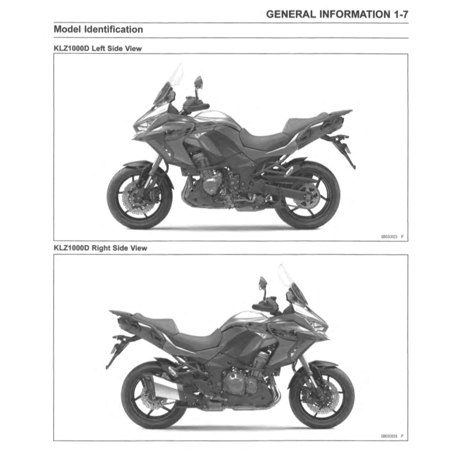 KAWASAKI VERSYS KLZ1000 SE (2019-2023) SERVICE WORKSHOP MANUAL + PARTS CATALOGUE + OWNER'S MANUAL