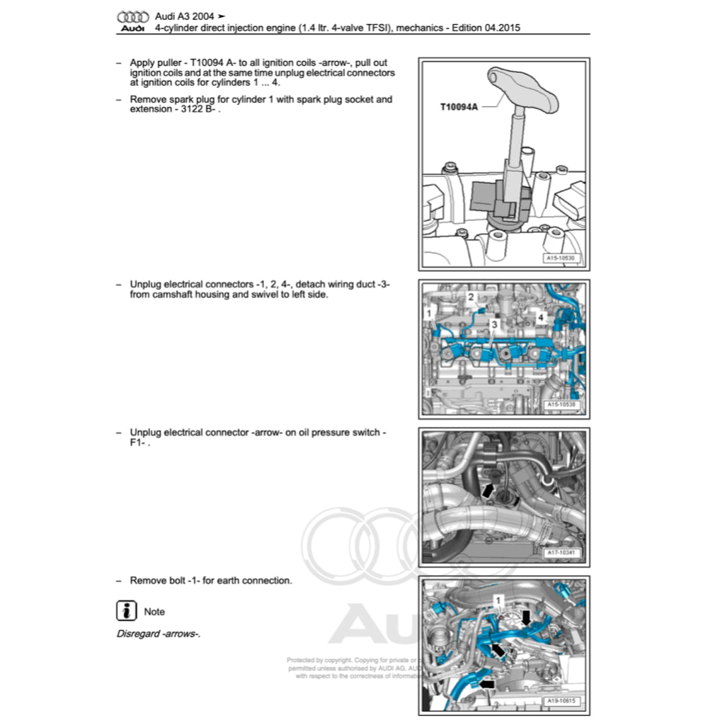 Audi A3 8P (2003-2012) SERVICE WORKSHOP MANUAL