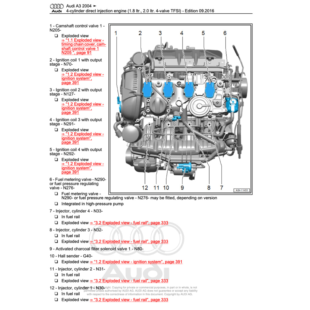 Audi A3 8P (2003-2012) SERVICE WORKSHOP MANUAL