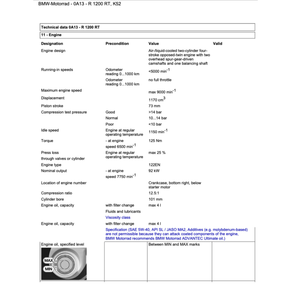 BMW R1200 RT K52 (2014-2018) SERVICE WORKSHOP MANUAL + RIDER'S MANUAL