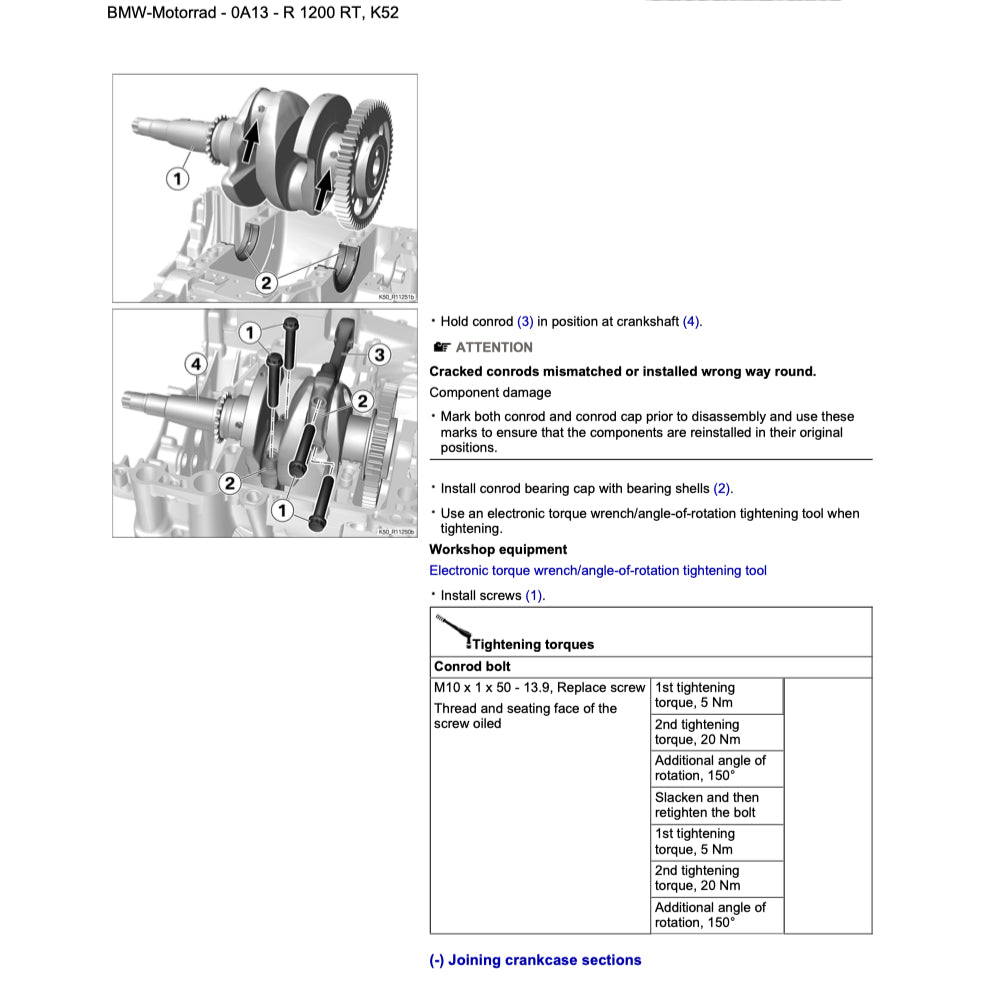 BMW R1200 RT K52 (2014-2018) SERVICE WORKSHOP MANUAL + RIDER'S MANUAL