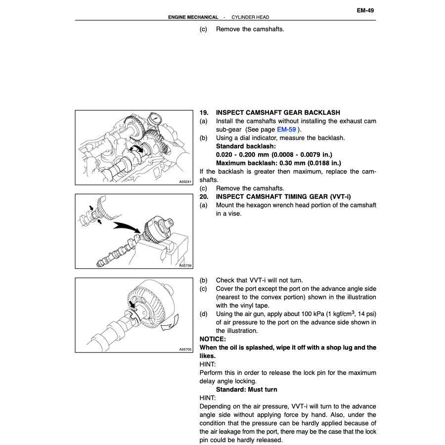 TOYOTA AVALON GSX20 (1999-2004) SERVICE WORKSHOP MANUAL