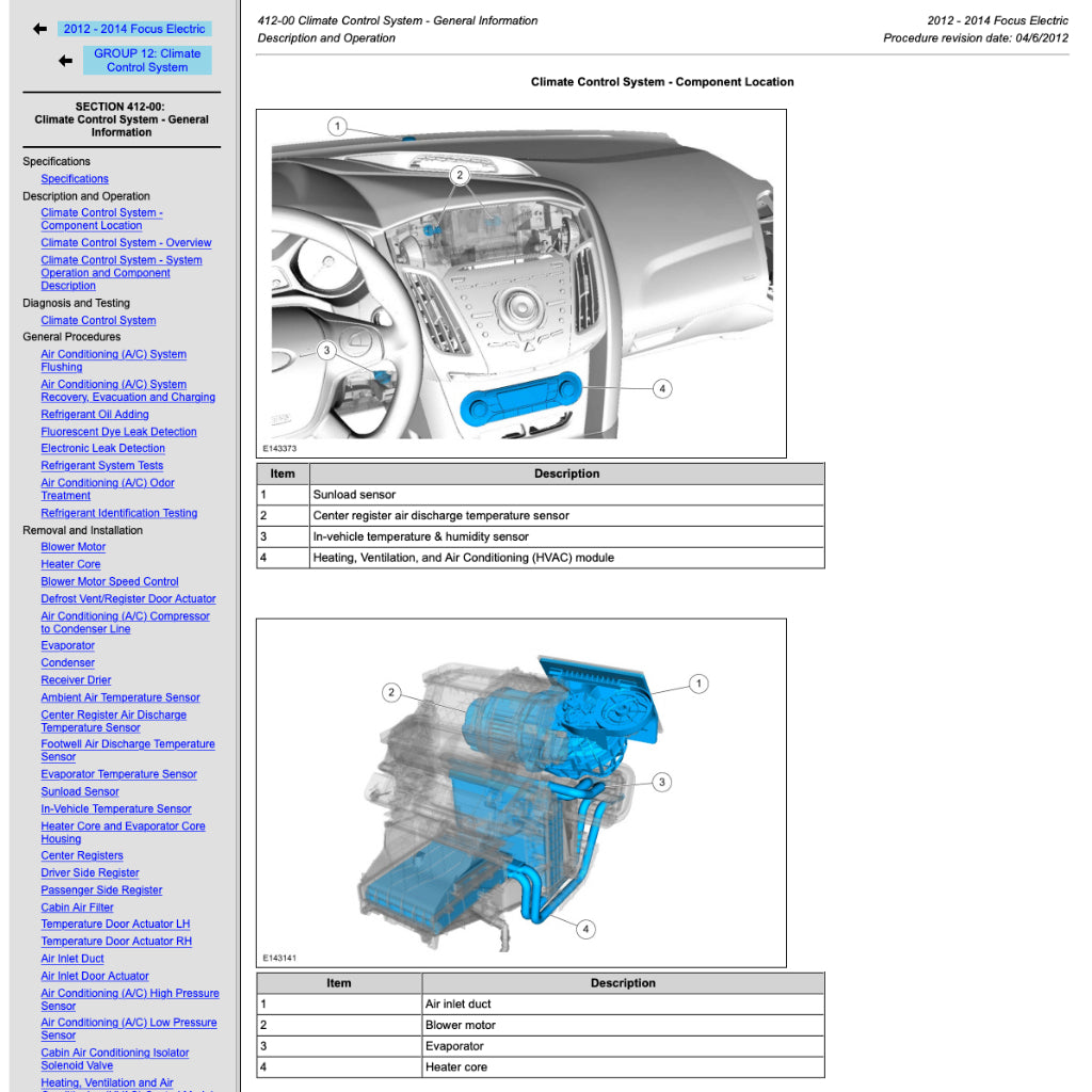 FORD FOCUS ELECTRIC EV (2012-2018) SERVICE WORKSHOP MANUAL