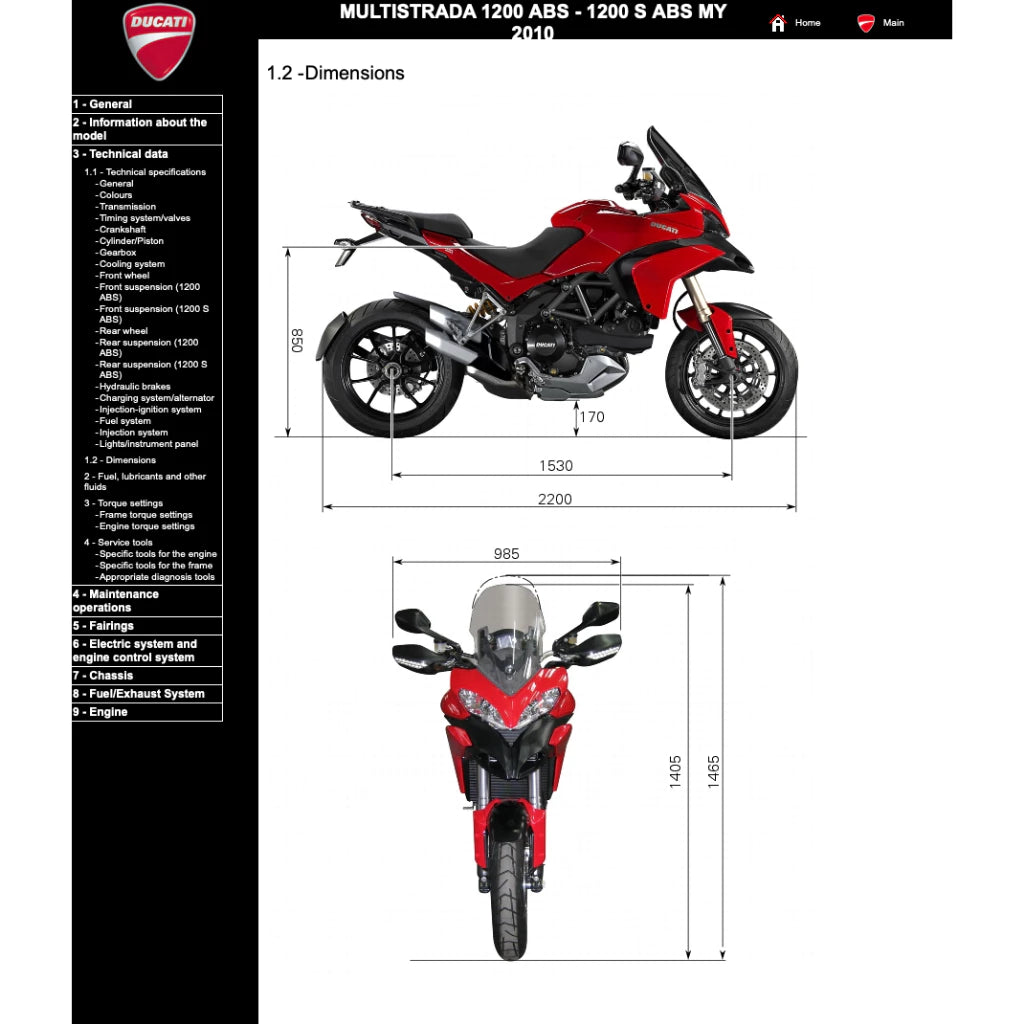 DUCATI MULTISTRADA 1200S (2010-2012) SERVICE WORKSHOP MANUAL + PARTS CATALOGUE + OWNER'S MANUAL