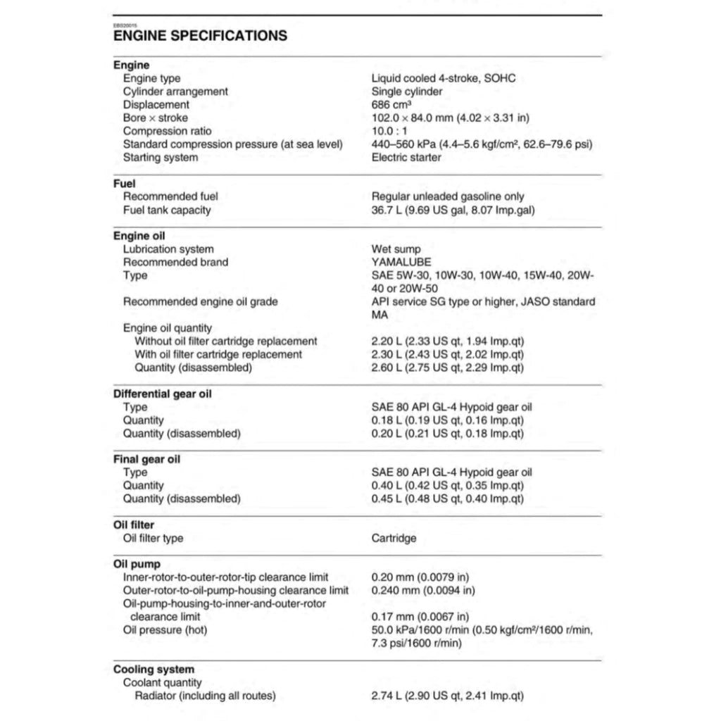 YAMAHA VIKING BASE / HUNTER (2016-2018) ATV SERVICE WORKSHOP MANUAL