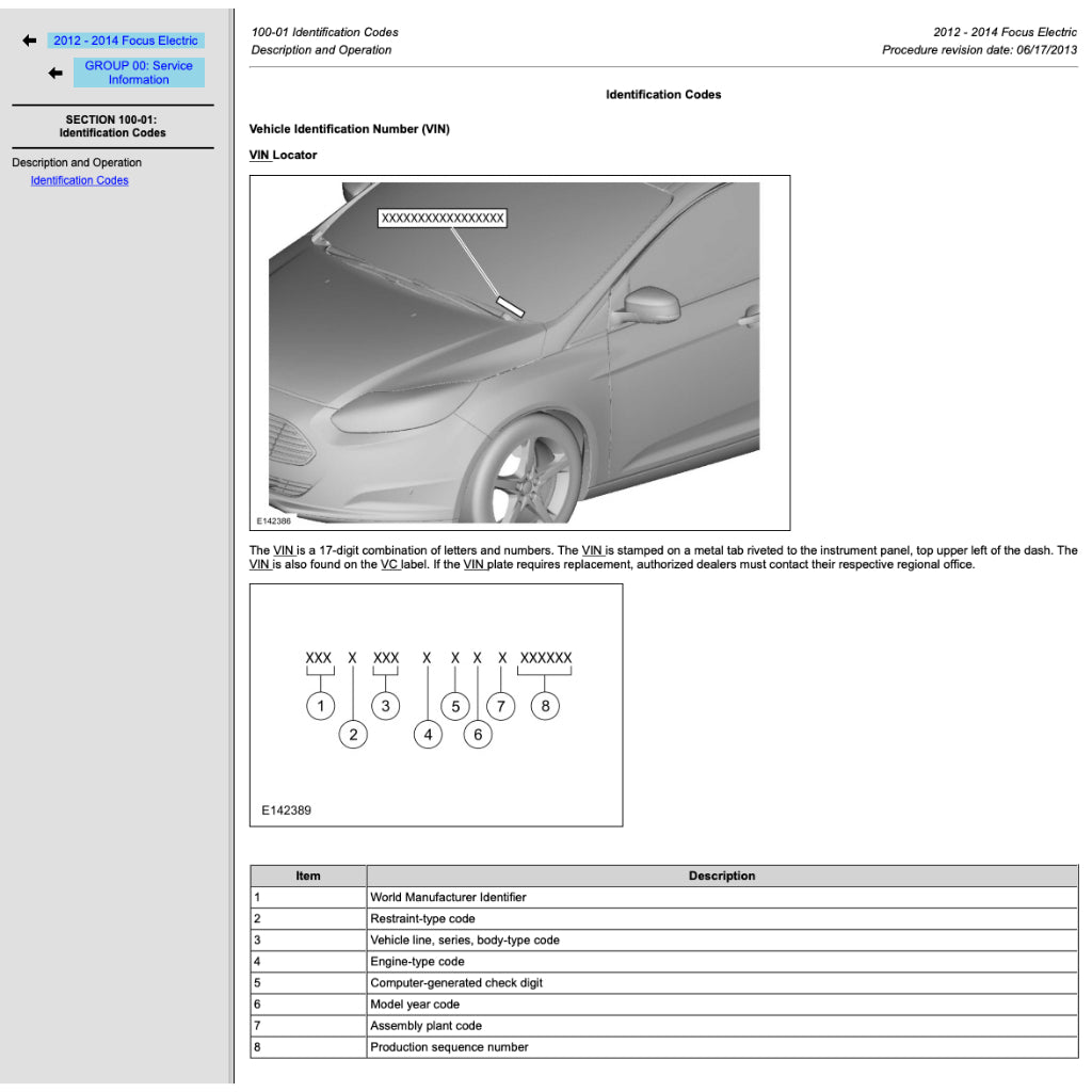 FORD FOCUS ELECTRIC EV (2012-2018) SERVICE WORKSHOP MANUAL