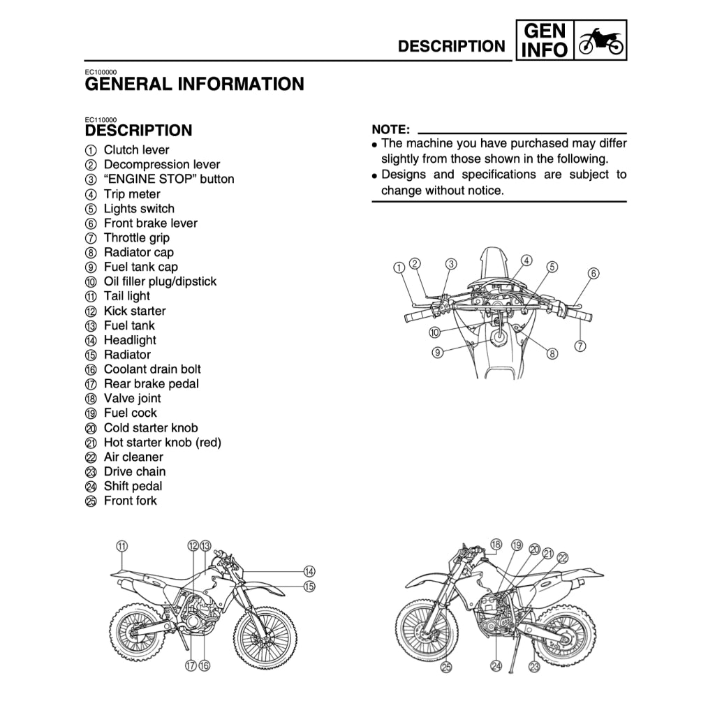 YAMAHA WR400 WR426 (1998-2003) SERVICE WORKSHOP MANUAL