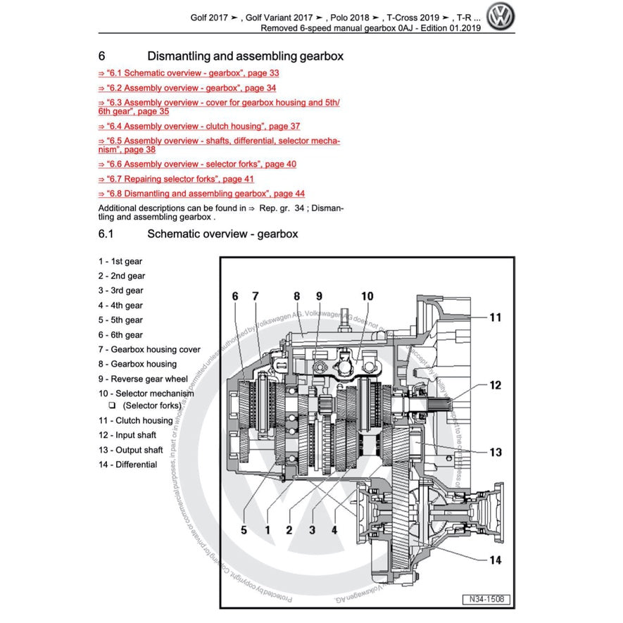 VW POLO MK6 AW (2018+) SERVICE WORKSHOP MANUAL