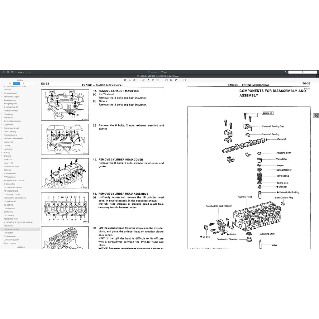 TOYOTA LAND CRUISER PRADO J90 (1996-2002) SERVICE WORKSHOP MANUAL