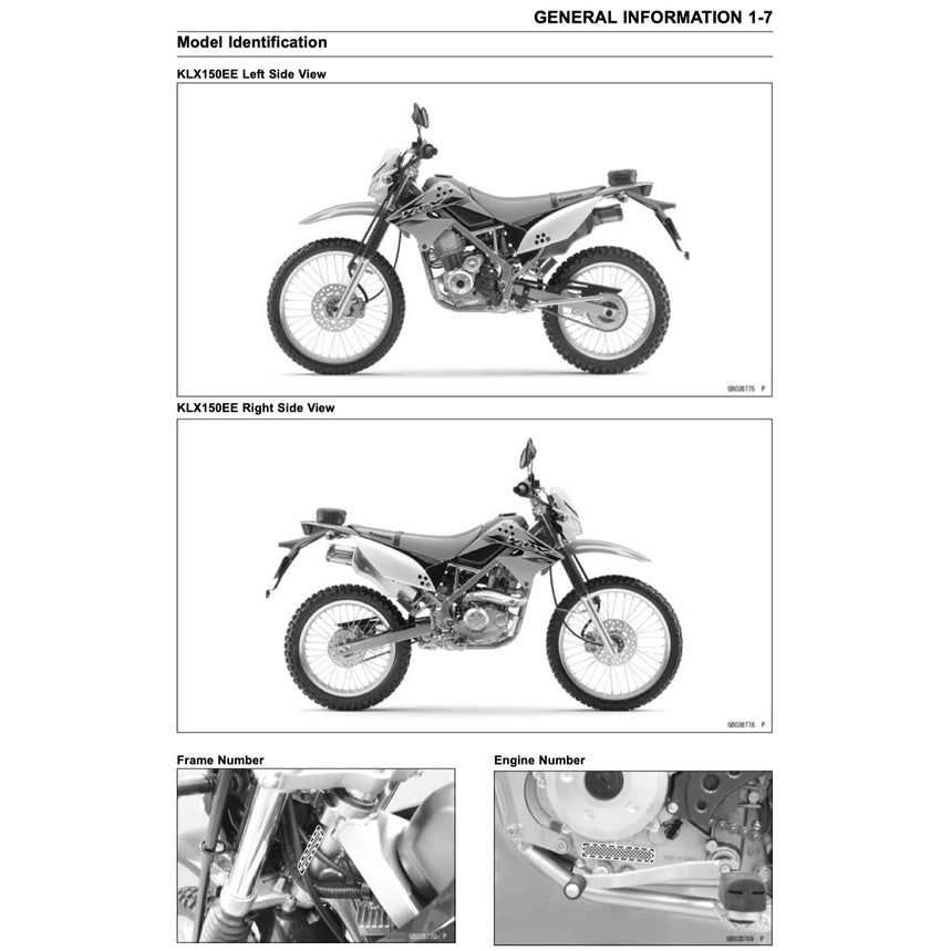 KAWASAKI KLX150L (2014-2018) SERVICE WORKSHOP MANUAL +PARTS CATALOGUE + OWNER'S MANUAL