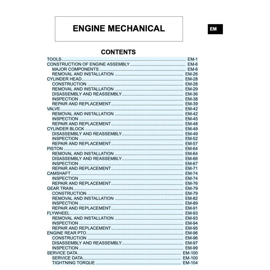 NISSAN UD DIESEL ENGINE GE13/ GE13TC/ GE13TB/ GE13TF/ GE13TD SERVICE REPAIR MANUAL