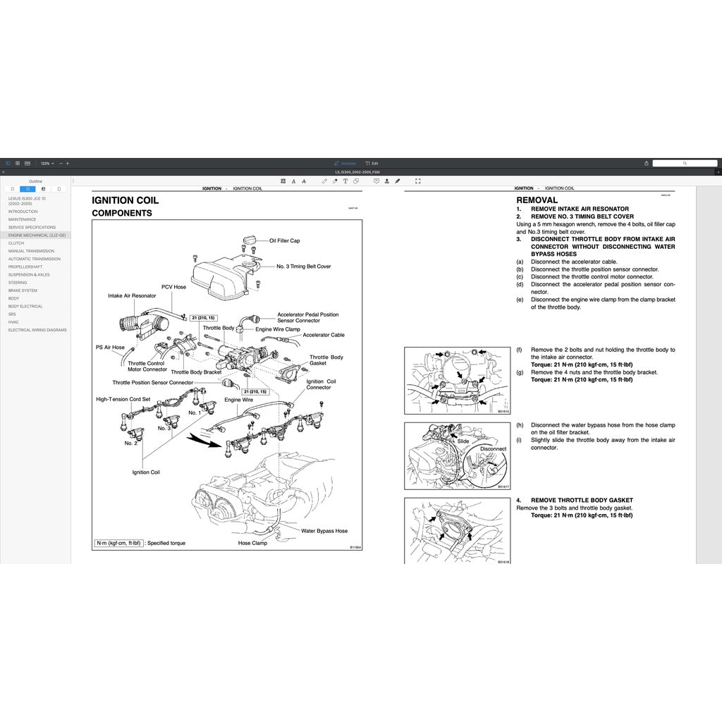 LEXUS IS300 (2002-2005) SERVICE WORKSHOP MANUAL