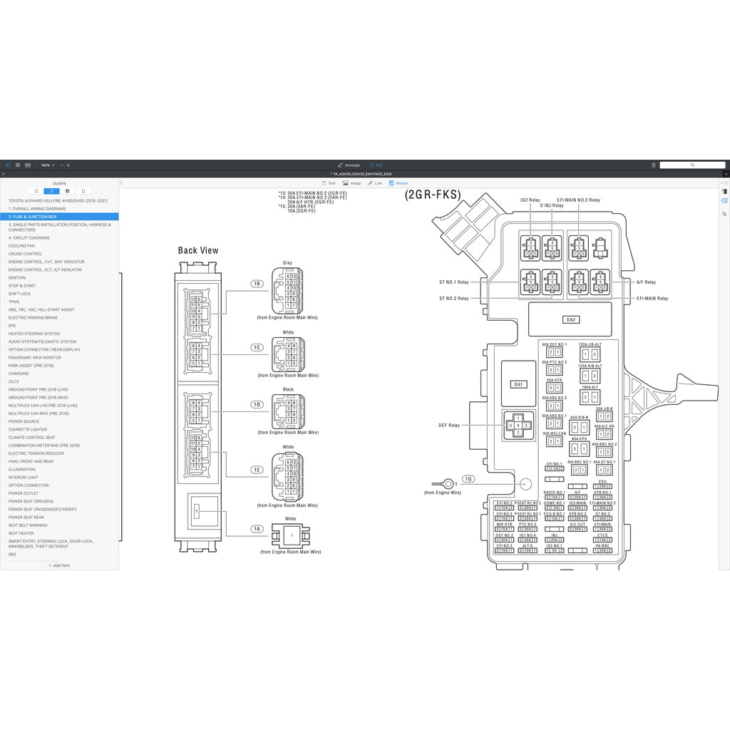 TOYOTA ALPHARD / VELLFIRE AGH30 / GGH30  (2015-2021) WIRING DIAGRAMS