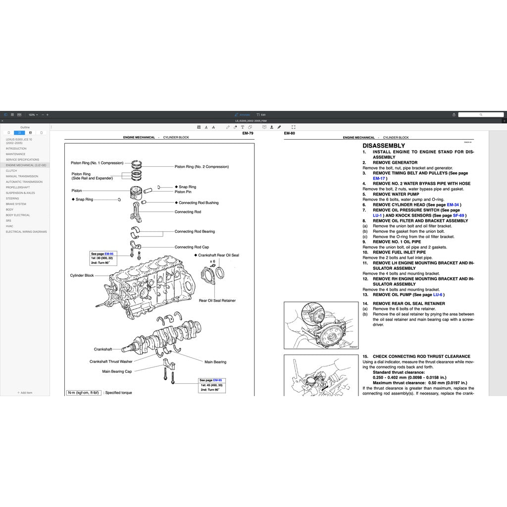 LEXUS IS300 (2002-2005) SERVICE WORKSHOP MANUAL