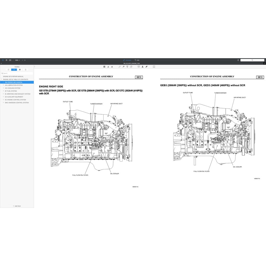 NISSAN UD DIESEL ENGINE GE13/ GE13TC/ GE13TB/ GE13TF/ GE13TD SERVICE REPAIR MANUAL