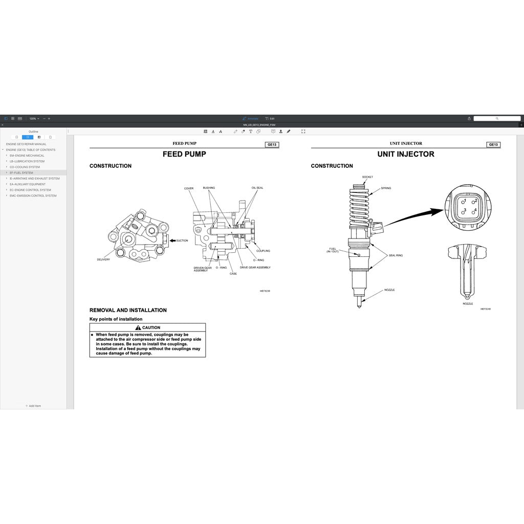 NISSAN UD DIESEL ENGINE GE13/ GE13TC/ GE13TB/ GE13TF/ GE13TD SERVICE REPAIR MANUAL
