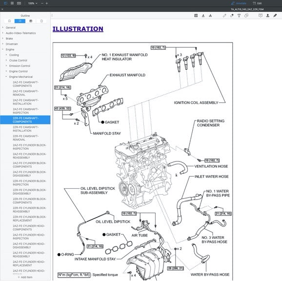 TOYOTA COROLLA ALTIS E140/150 (2007-2012) SERVICE WORKSHOP MANUAL