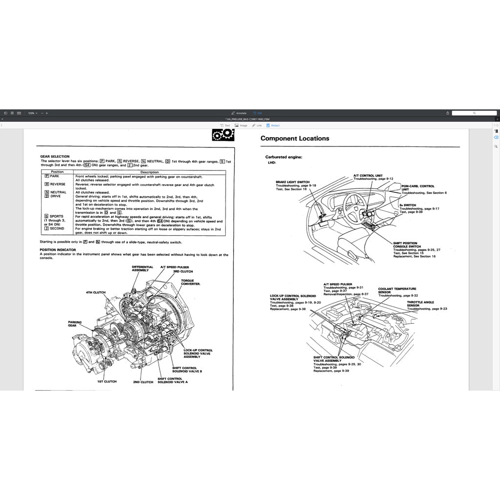 HONDA PRELUDE BA3-BA7 (1987-1992) SERVICE WORKSHOP MANUAL