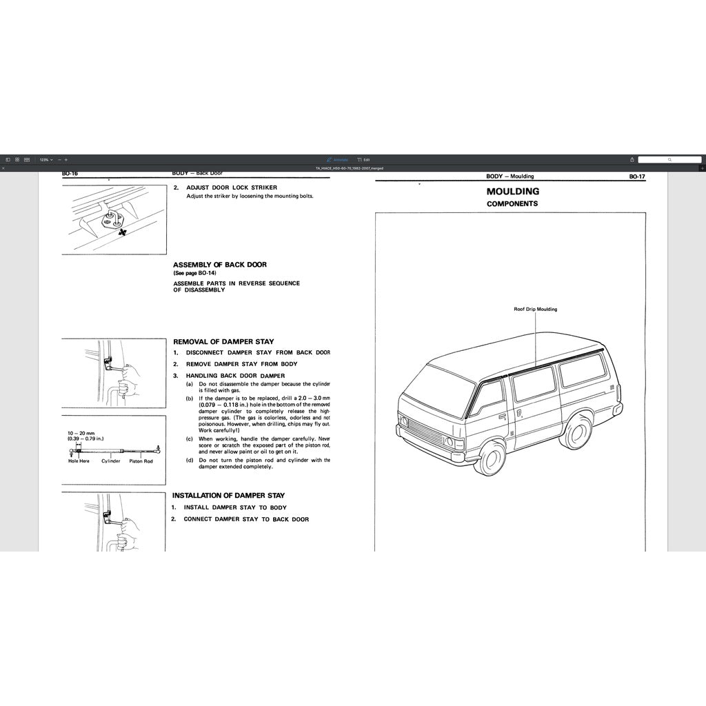 TOYOTA HIACE H50/60/70 (1982-2007) SERVICE WORKSHOP MANUAL