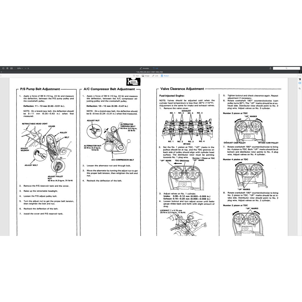 HONDA PRELUDE BA3-BA7 (1987-1992) SERVICE WORKSHOP MANUAL